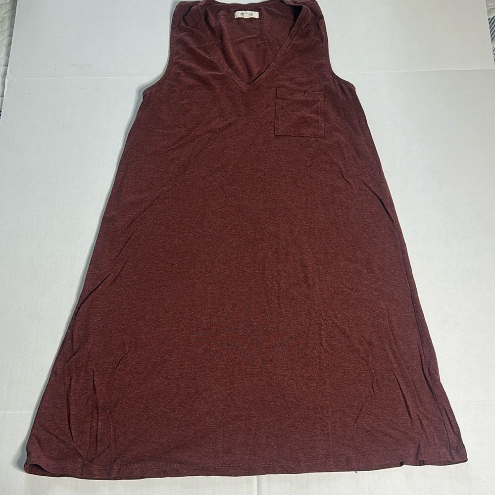 Madwell Tank Top Shirt Dress Womens  Maroon V Neck Sleeveless Stretch Sz M